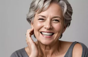 Smiling woman after dental treatment in Porto
