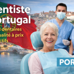 dentiste Portugal Porto patiente senior en clinique dentaire avec équipe médicale
