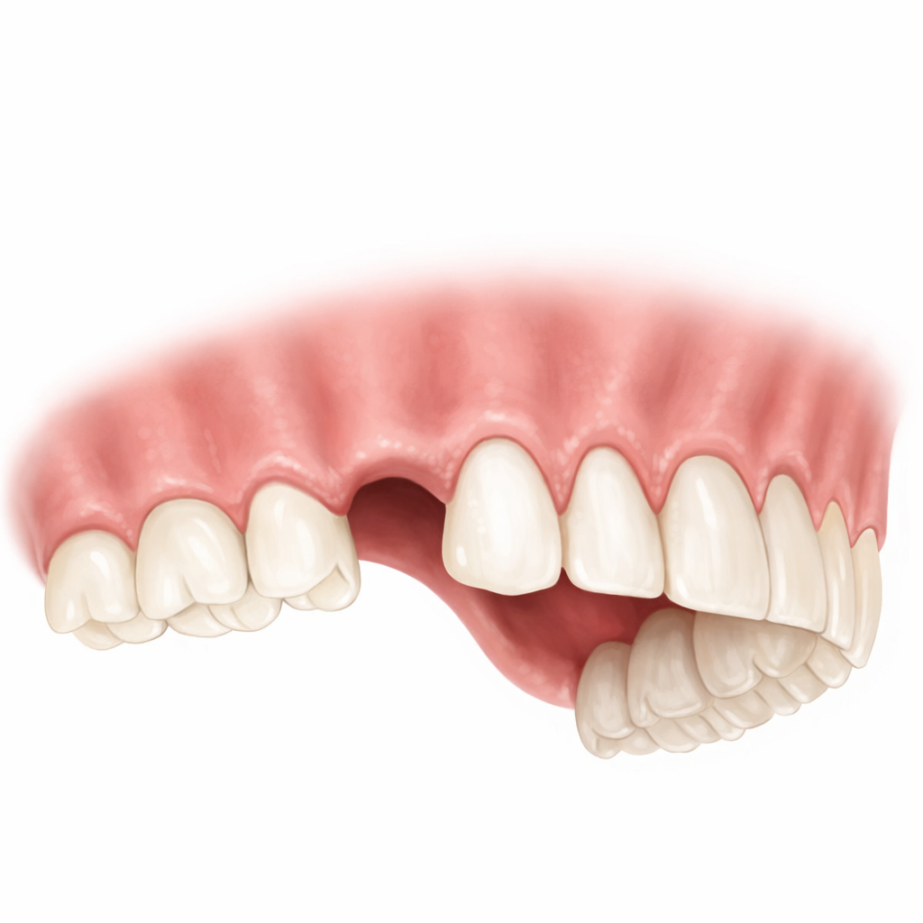 dent manquante prémolaire supérieure avec trou naturel et gencive réaliste